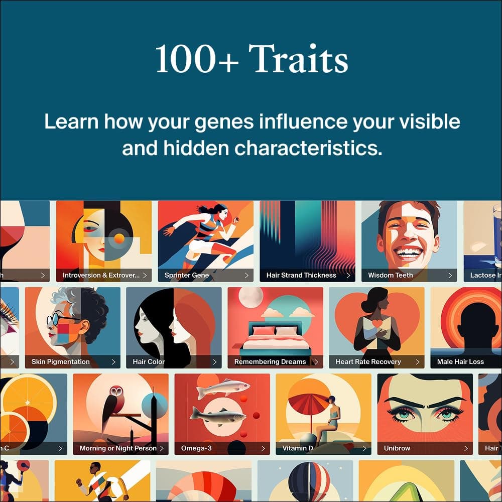 AncestryDNA + Traits Genetic Test Kit: Personalized Genetic Traits, DNA Ethnicity Test, Origins & Ethnicities, Complete DNA Test, Ancestry Reports