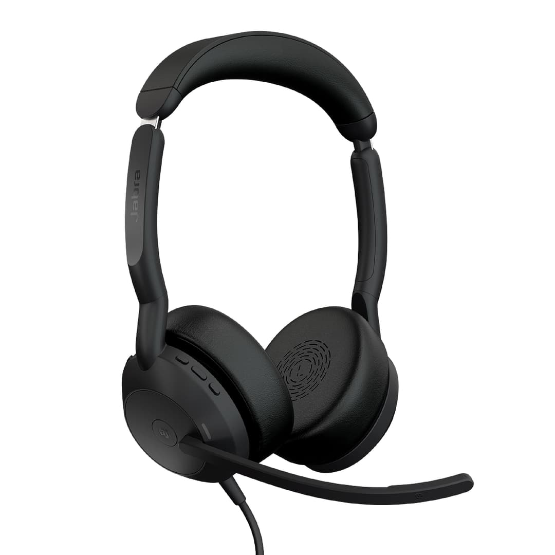 Jabra Evolve2 50 Wired Stereo Headset AirComfort Technology, Noise-Cancelling Mics & Active Noise Cancellation - MS Teams Certified, Works with All Other Platforms - Black