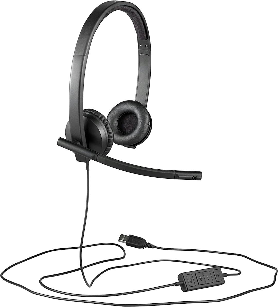 Logitech H570E Wired Headset | Acoustic Echo Cancellation & DSP (Black)