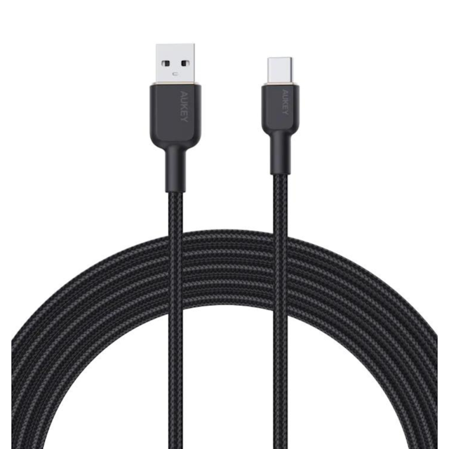 AUKEY CB-NAC1 Circlet Nylon Braided USB-A to USB-C Cable 1m Black