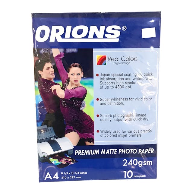 Orions A4 Premium Matte Photo Paper (240gsm, 10 sheets)