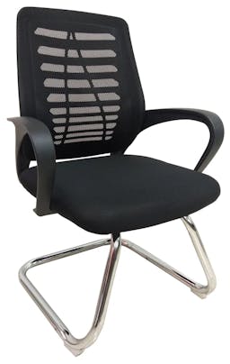 Cubix Mesh Sled Base Side Guest Chair with Armrest, Black