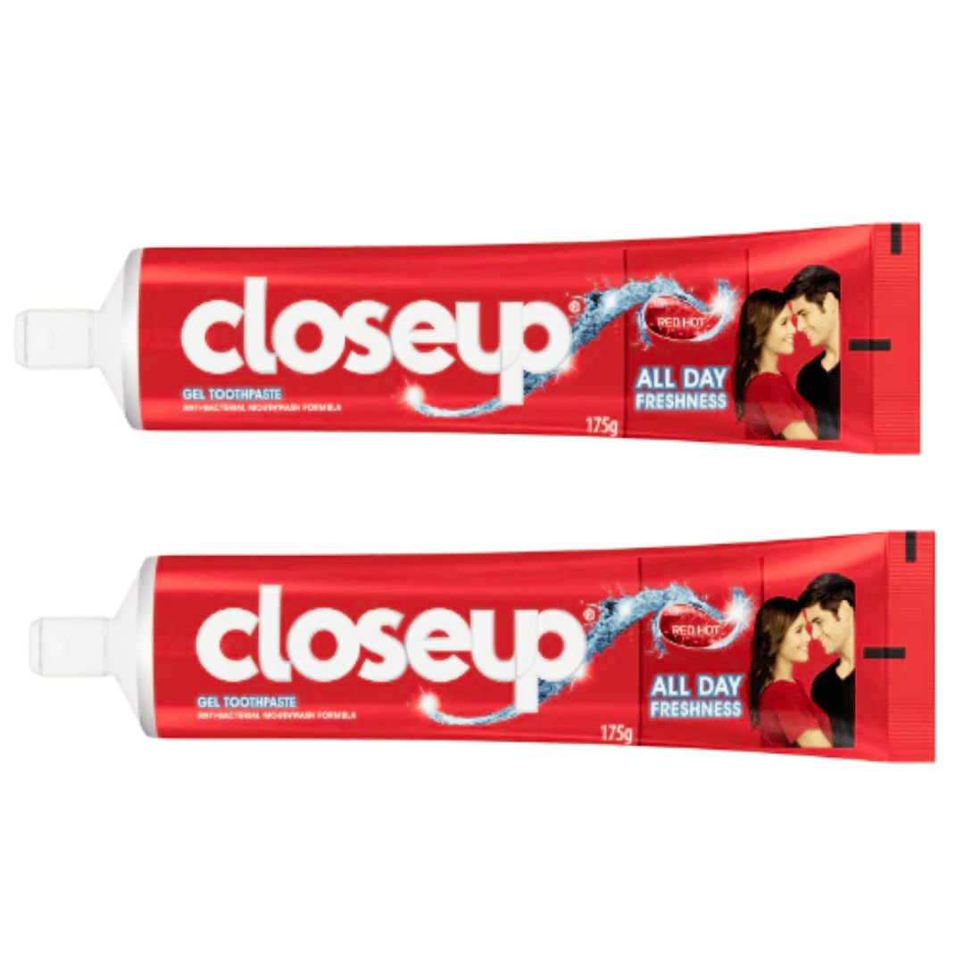 Close Up Anti-Bacterial Toothpaste Red Hot 175g x 2 Value Pack | Long-Lasting Fresh Breath & Germ Defense