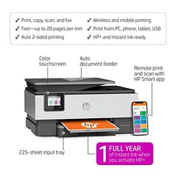 HP OfficeJet Pro 8034e Wireless Color All-in-One Printer | Print/Scan/Copy/Fax, Wi-Fi, Duplex
