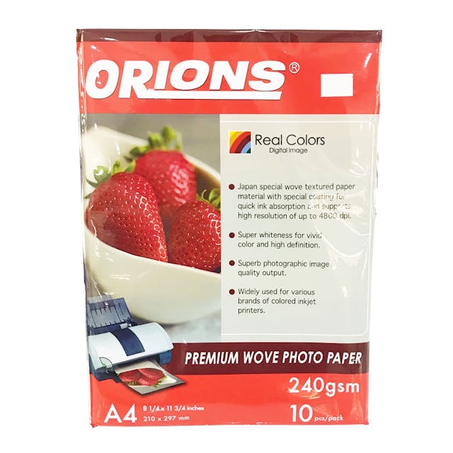 Orions A4 Premium Wove Photo Paper (240gsm, 10 sheets)
