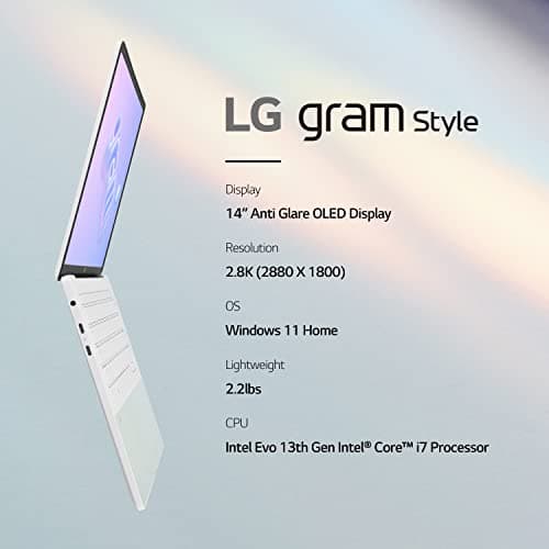 LG Gram Style 14” OLED Laptop, Intel 13th Gen Core i7 Evo Platform 32GB RAM, 1TB SSD