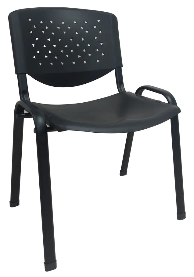 Cubix Stackable Waiting Mesh Plastic Chair, Black