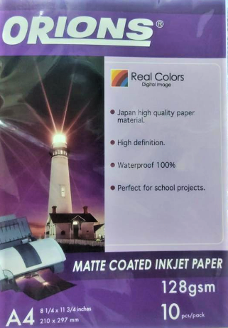 Orions A4 Matte Coated Ink Jet Photo Paper (128gsm, 10 sheets)