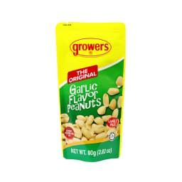 Growers Garlic Flavor Peanuts – 80g Pack, Crunchy Roasted Snack with Bold Taste