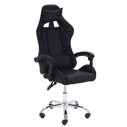 Cubix Gaming Chair in PU Leather Black Finish; Chrome Base with Casters