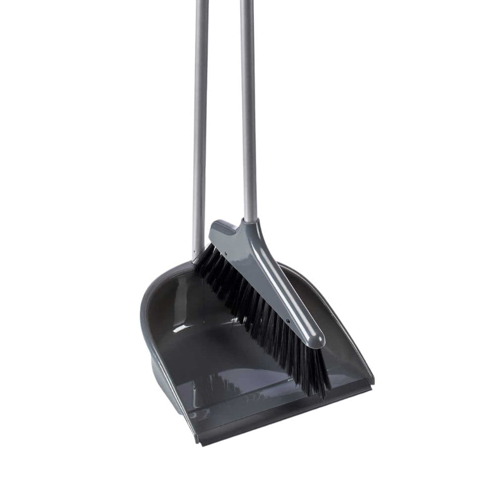 Lightweight Broom & Dustpan Set | Dark Gray | Easy Storage & Cleaning Solution
