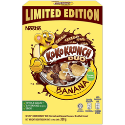 Nestle Koko Krunch Duo Banana | 330g Family Box | Good Source of Iron, Chocolate Cereal