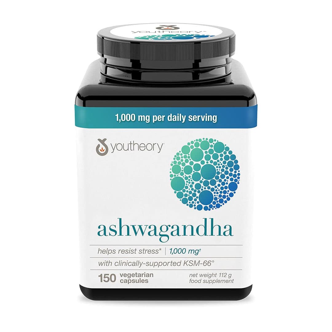 Youtheory Ashwagandha 150 Veg Capsules – Stress Relief & Mood Support