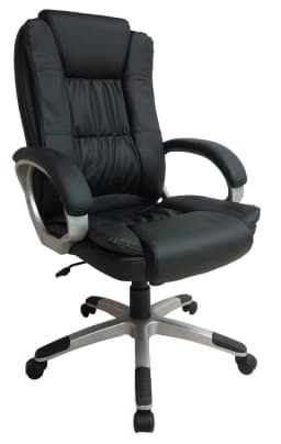 Cubix MCS 488 High-Back Executive Chair | PU Leatherette Seat & Back | Chrome-Finish Armrests with Upholstered Covers | Tilt & Gaslift Mechanism | Black
