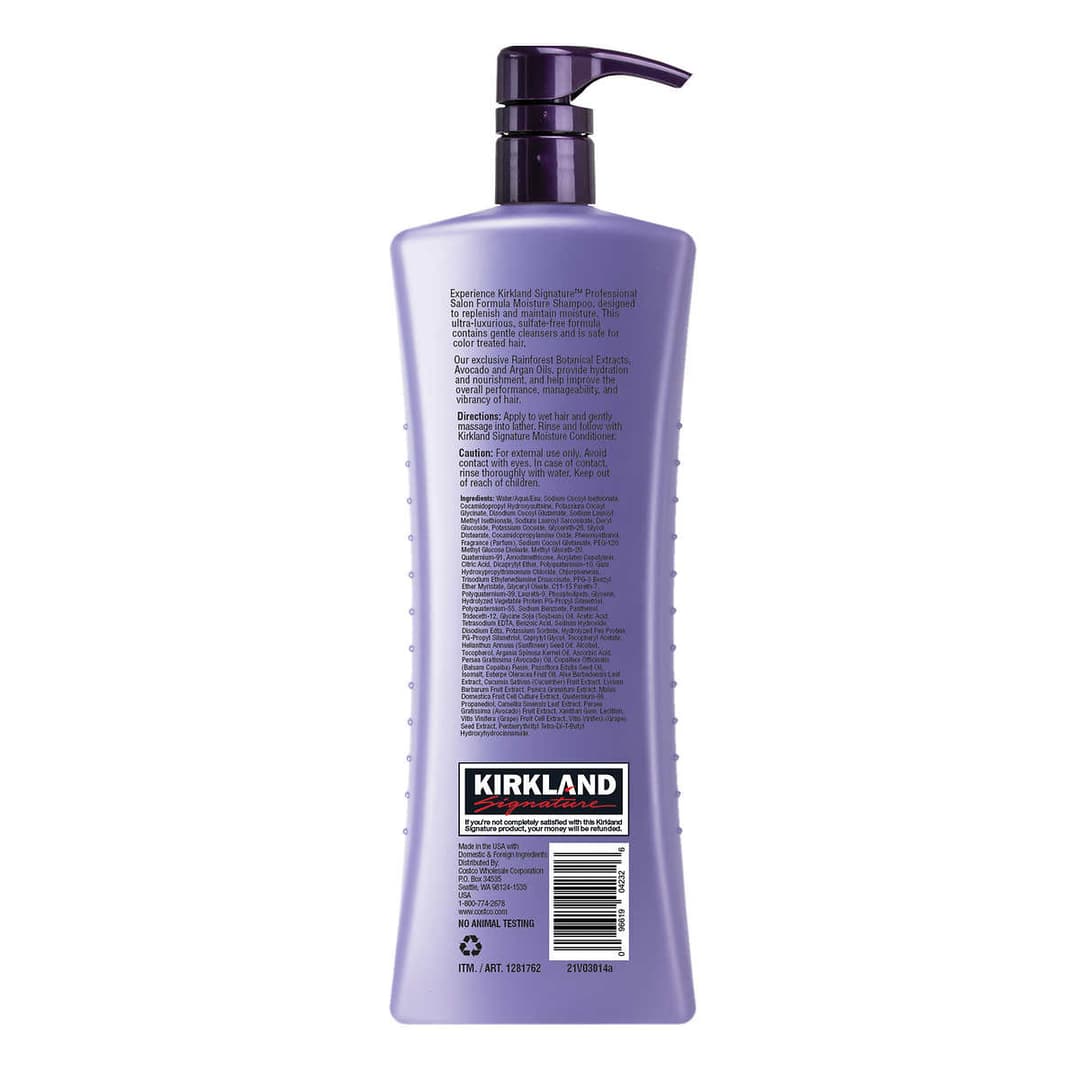 Kirkland Moisture Shampoo 33.8 oz – Salon Formula, Sulfate-Free, Hydrating