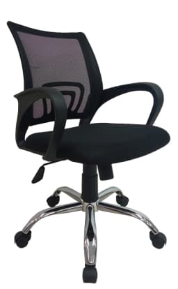Cubix EC 2144 Office Chair | Mesh Back, Fabric Seat, Armrests, Gaslift Adjustment, Chrome Base, Black