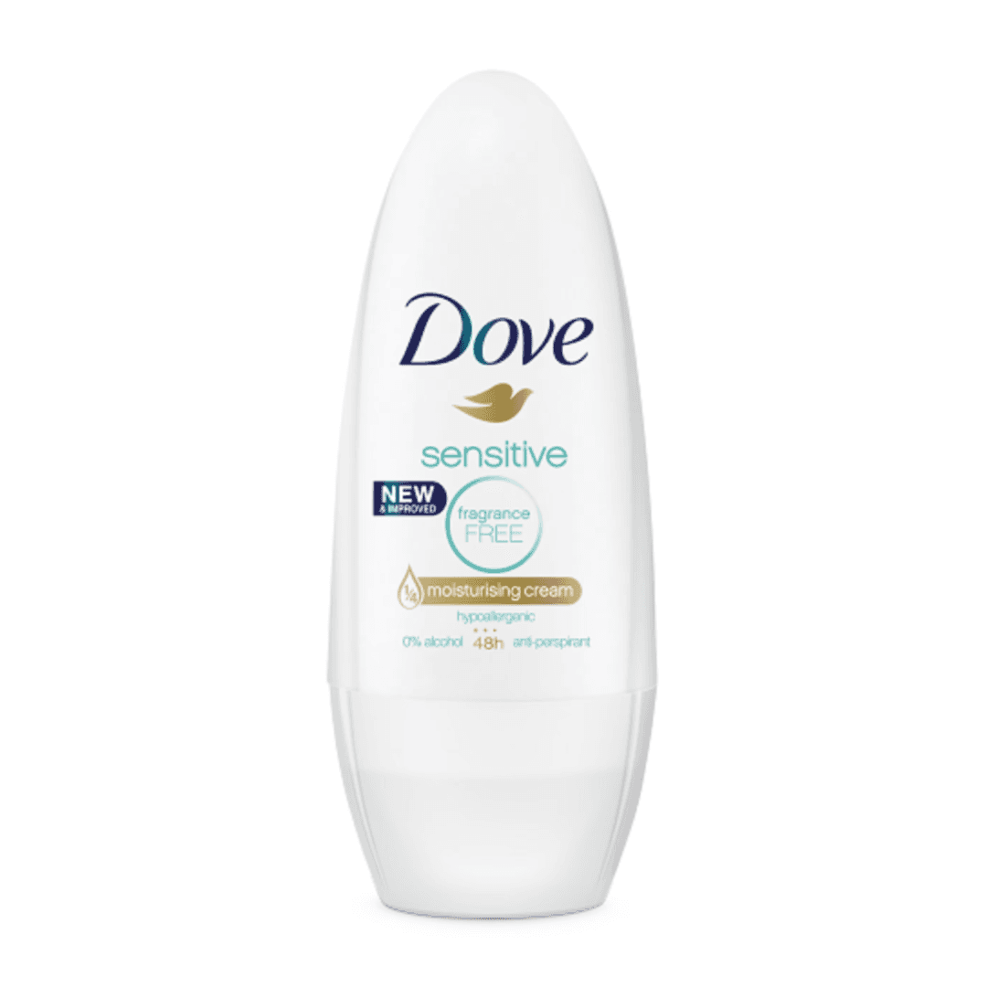 Dove Sensitive Roll-On Deodorant 40mL I Hypoallergenic Gentle Care Moisturizing Formula 