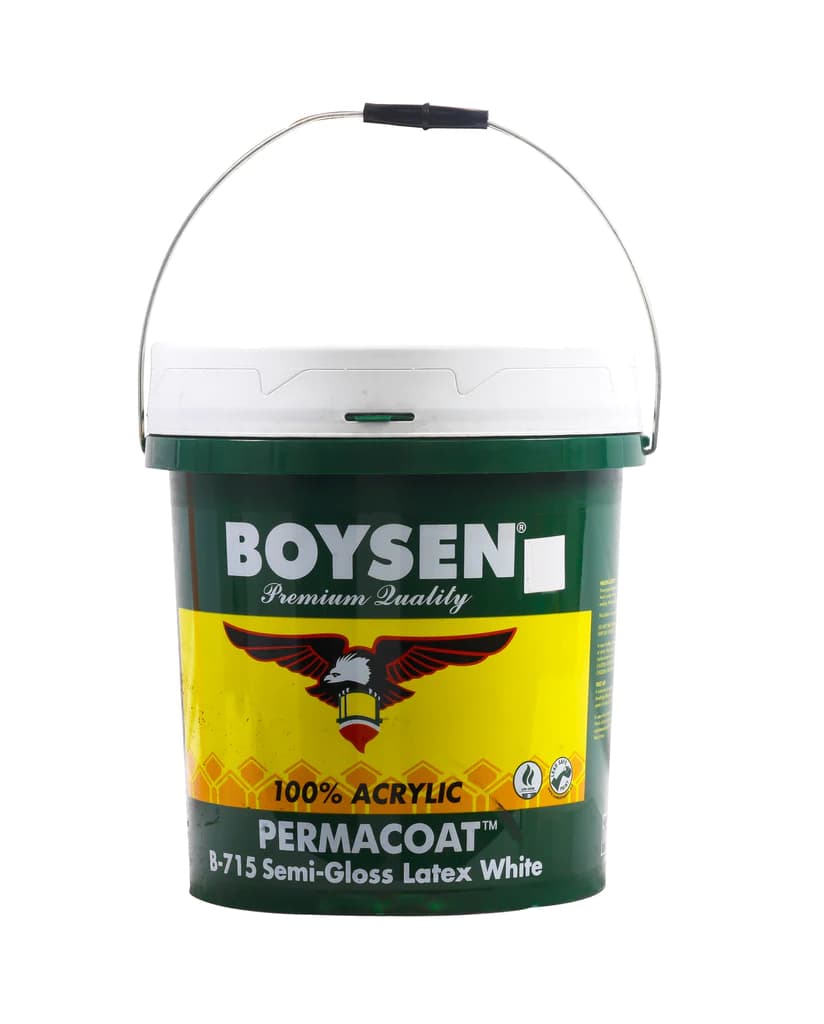 BOYSEN B-715 Permacoat Semi-Gloss Latex Paint White 16L – Lead-Safe Interior/Exterior