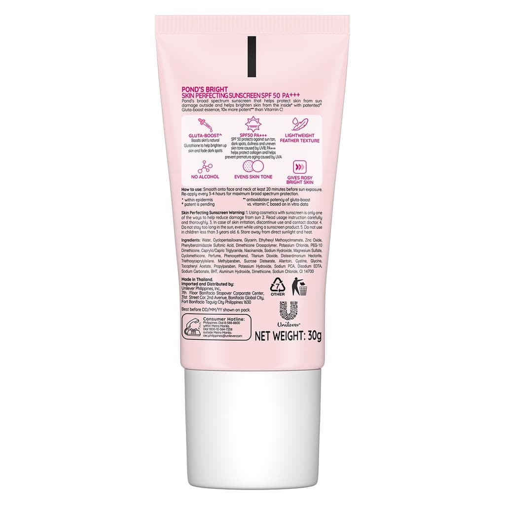 Ponds Bright Skin Perfecting Sunscreen Gluta Boost SPF 50 PA+++ (30g)