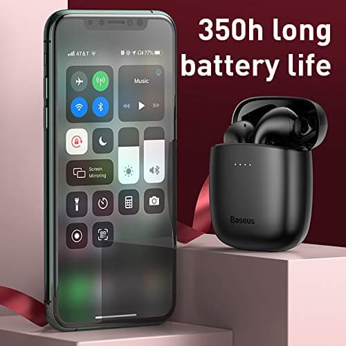 Baseus Encok W04 True Wireless Earphones | Bluetooth 5.0, Touch Control, 20-Hour Battery Life, Type-C Charging – Black (NGW04-01)