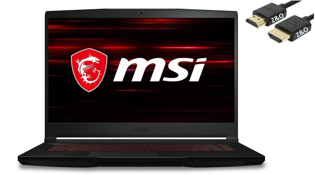 MSI 2022 Newest GF63 Thin Gaming 15 Laptop, 15.6" FHD IPS Display, 10th Gen Intel i5-10300H, Win10, HDMI Cable