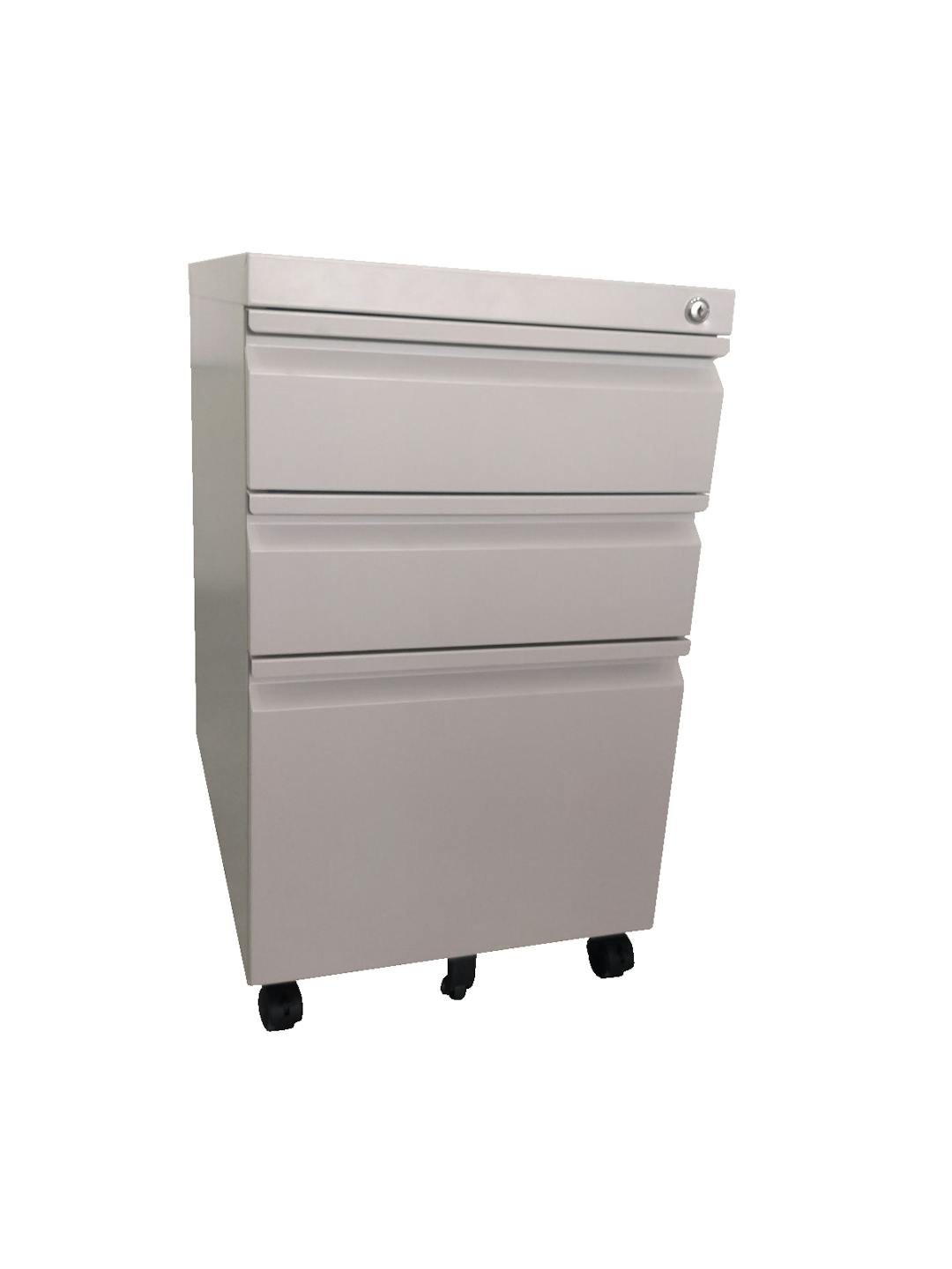 Cubix 3 Drawer Steel Mobile Pedestal with Central Lock, Recessed Handle