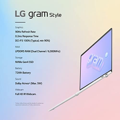 LG Gram Style 14” OLED Laptop, Intel 13th Gen Core i7 Evo Platform 32GB RAM, 1TB SSD