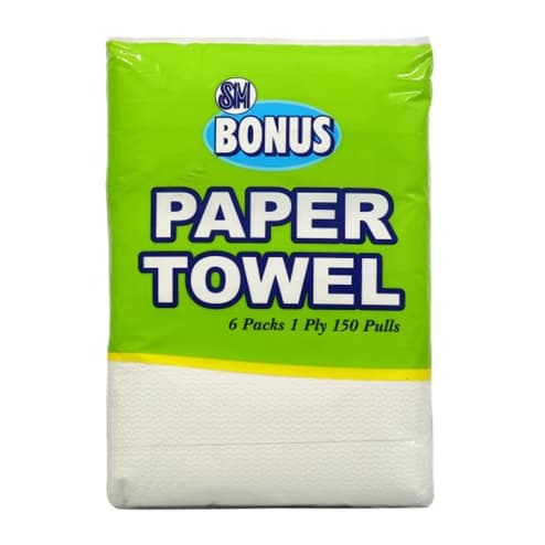 SM Bonus 1-Ply Interfolded Paper Towel (6/Pack, 150 Sheets/Pack) I Commercial Bulk Hand Towels