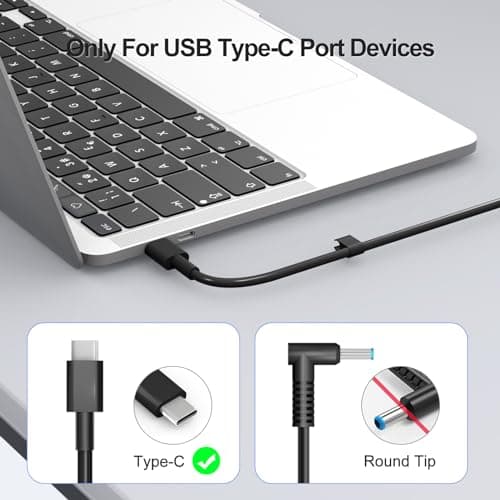 Dell 65W Slim USB-C Laptop Charger | Fast-Charging Compact Power Adapter for Dell Laptops