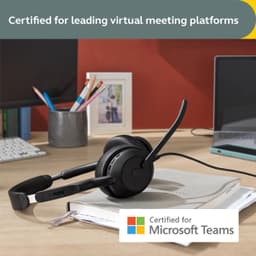 Jabra Evolve2 50 Wired Stereo Headset AirComfort Technology, Noise-Cancelling Mics & Active Noise Cancellation - MS Teams Certified, Works with All Other Platforms - Black