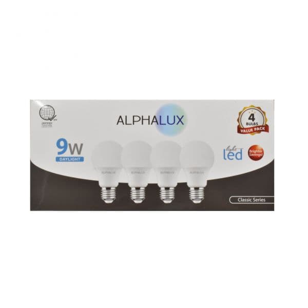 Alphalux L-Bl-0740 Led E27 9w Day Light Bulb Bundle (4-Pack) I Energy Efficient LED Lighting
