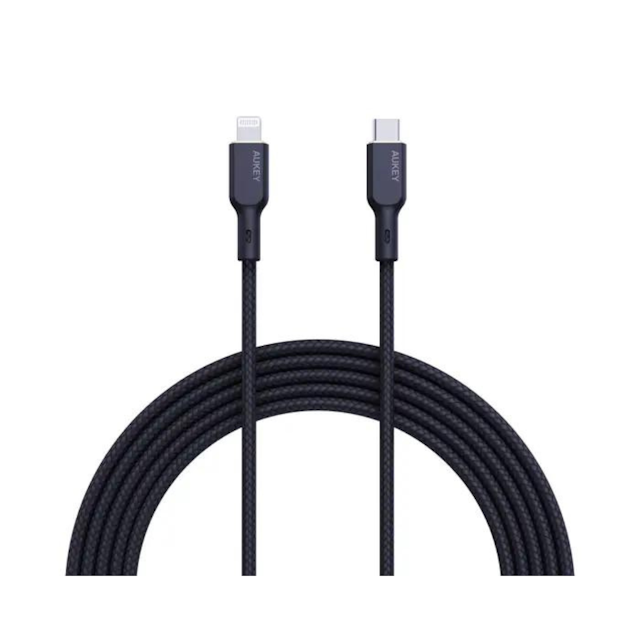 AUKEY CB-NCL2 1.8m Nylon Braided USB-C to Lightning Cable Black