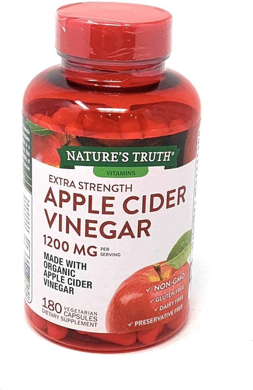 Nature’s Truth Apple Cider Vinegar 1200mg – 180 Capsules, Triple Strength, Daily Wellness Supplement