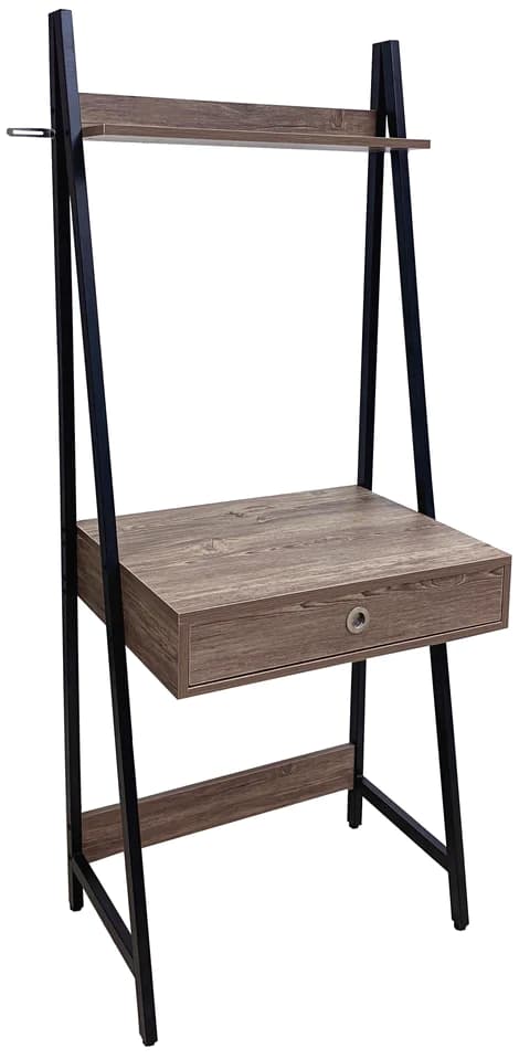 Cubix Computer Table Tower Type with Black Metal Frame; Laminated Oak Color