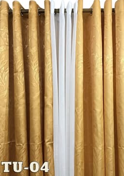DE Curtains 7ft Tulip 3-in-1 Set Ring Curtains - Jacquard Satin