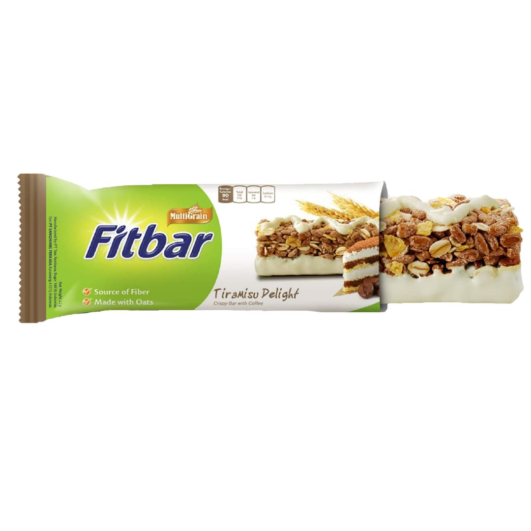 Fitbar Multigrain Bar Tiramisu Delight | 22g Single | High Fiber, 90 Calories, Premium Snack
