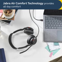 Jabra Evolve2 50 Wired Stereo Headset AirComfort Technology, Noise-Cancelling Mics & Active Noise Cancellation - MS Teams Certified, Works with All Other Platforms - Black