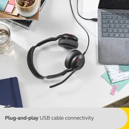 Jabra Evolve2 50 Wired Stereo Headset AirComfort Technology, Noise-Cancelling Mics & Active Noise Cancellation - MS Teams Certified, Works with All Other Platforms - Black