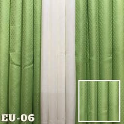 DE Curtains 6 ft Euro 3‑in‑1 Ring Curtain Set | Thai Silk Fabric | Ring‑Top Panel, Valance & Tieback