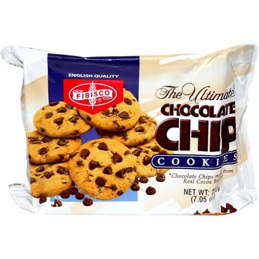 Fibisco Chocolate Chip Cookies – 200 g Pack, Crunchy Butter & Real Chocolate Chips