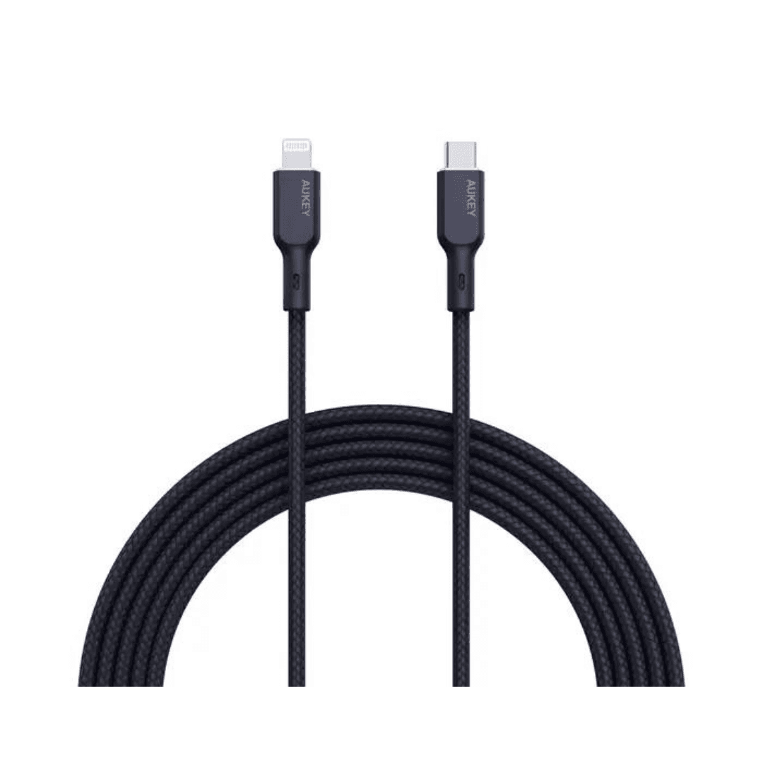 AUKEY CB-NCL2 Nylon Braided USB-C to Lightning Cable | 1.8m Black | Fast Charging