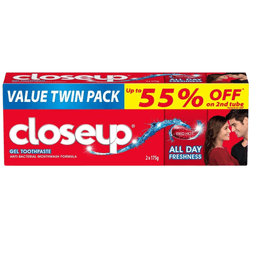 Close Up Anti-Bacterial Toothpaste Red Hot 175g x 2 Value Pack | Long-Lasting Fresh Breath & Germ Defense
