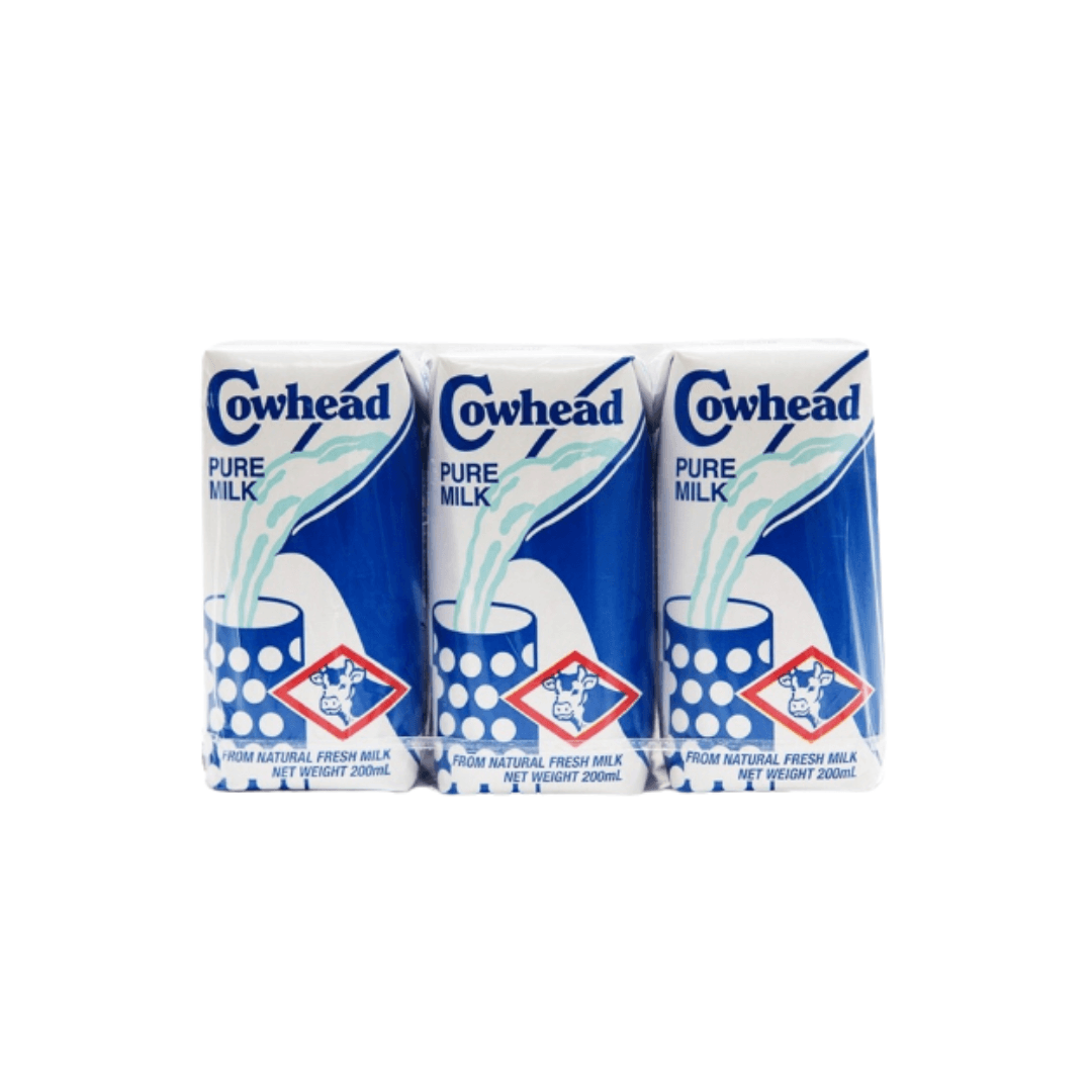 Cowhead Pure Milk | 200ml Cartons | 3 Pack Bundle, Protein Source, Fresh Dairy Quality