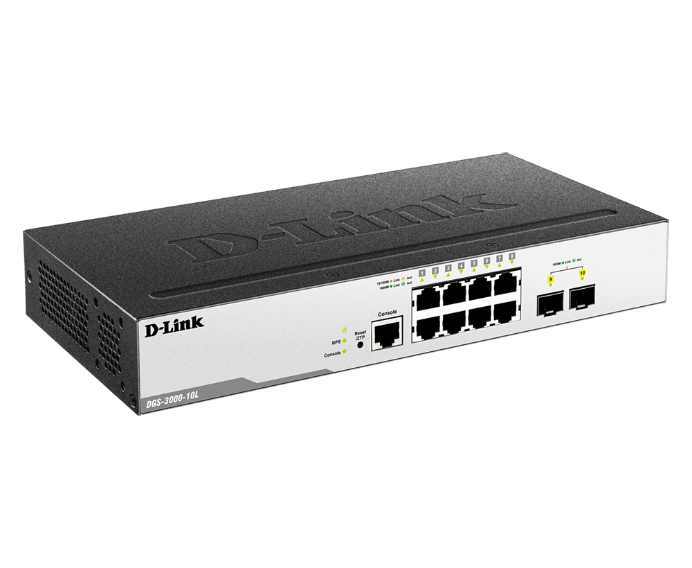 D-Link 10-Port Layer-2 Managed Gigabit Switch DGS-3000-10L