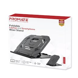 Promate ProCooler-1 Sleek 10 Level Foldable Laptop and Smartphone Riser Stand with 360° Rotatable Base