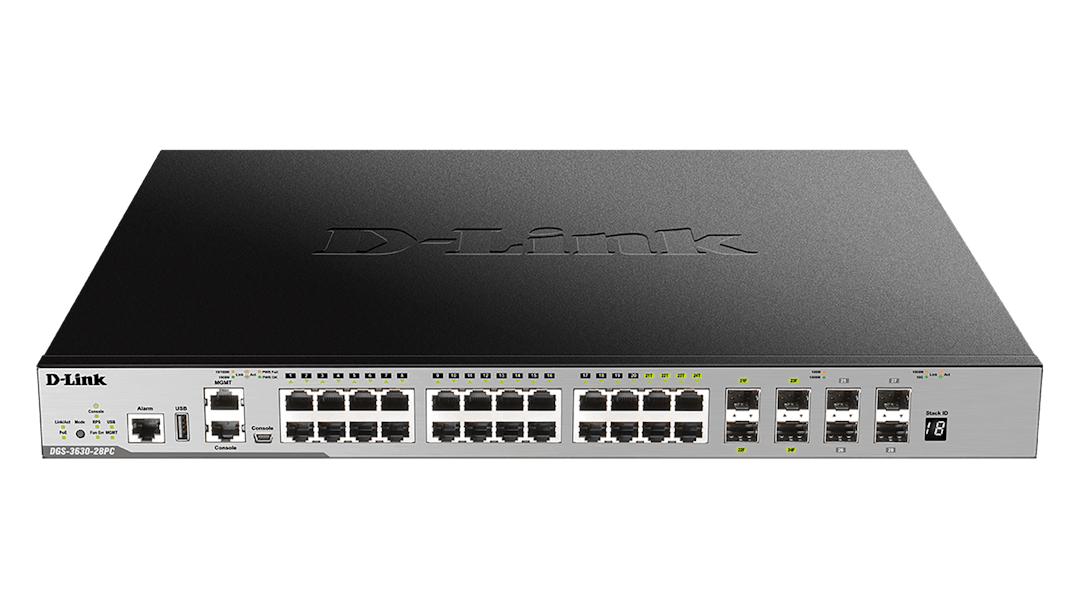 D-Link 28-Port Layer 3 Stackable Managed PoE Gigabit Switch DGS-3630-28PC 