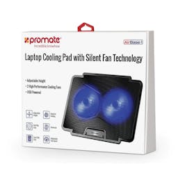 Promate AirBase-1 Laptop Cooling Pad with Silent Fan Technology (2 High Performance Cooling Fans)