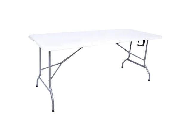 FOREVER Plastic Fold-in-half Adjustable Folding Table White Rectangle