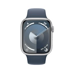 Apple Watch Series 9 GPS 45mm Silver Aluminum Case with Storm Blue Sport Band - S/M