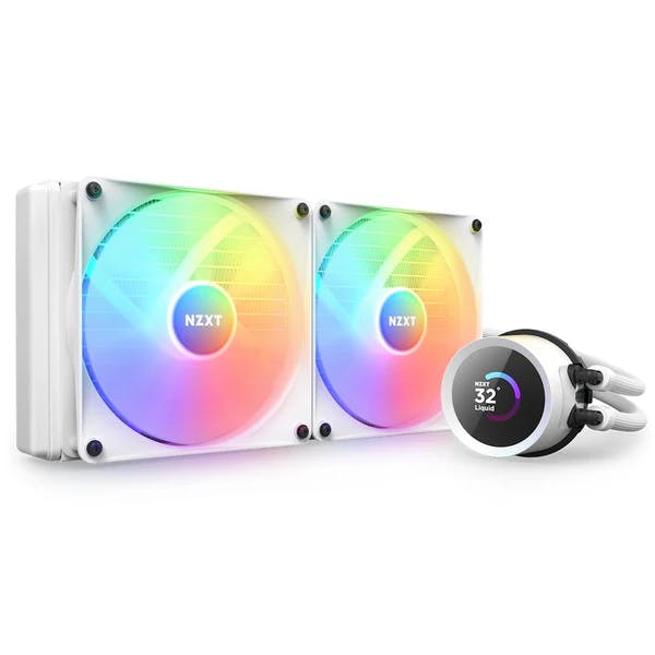 NZXT Kraken 280 RGB 280mm AIO Liquid Cooler with LCD Display and RGB Fans White RL-KR280-W1